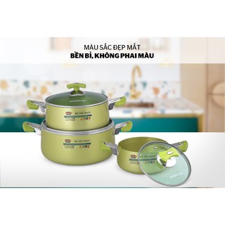 [TRỢ GIÁ SHOPEE] BỘ NỒI ANOD 3 CHIẾC MÀU XANH SH8835