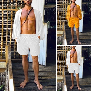 Bộ Áo Cardigan Cổ Chữ V + Quần Short Dáng Rộng Thời Trang Mùa Hè Cho Nam