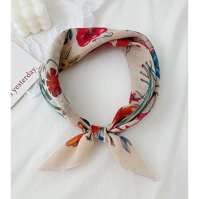 Khăn Quàng Cổ Hình Vuông Cỡ Nhỏ Chất Liệu Cotton Lanh Mỏng Phong Cách Nhật Bản Kích Thước 58x58 Cho Nữ