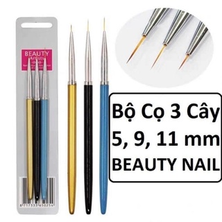 Bộ Cọ 3 Cây Vẽ Nét Làm Móng Beautynails 5mm 9mm 11mm