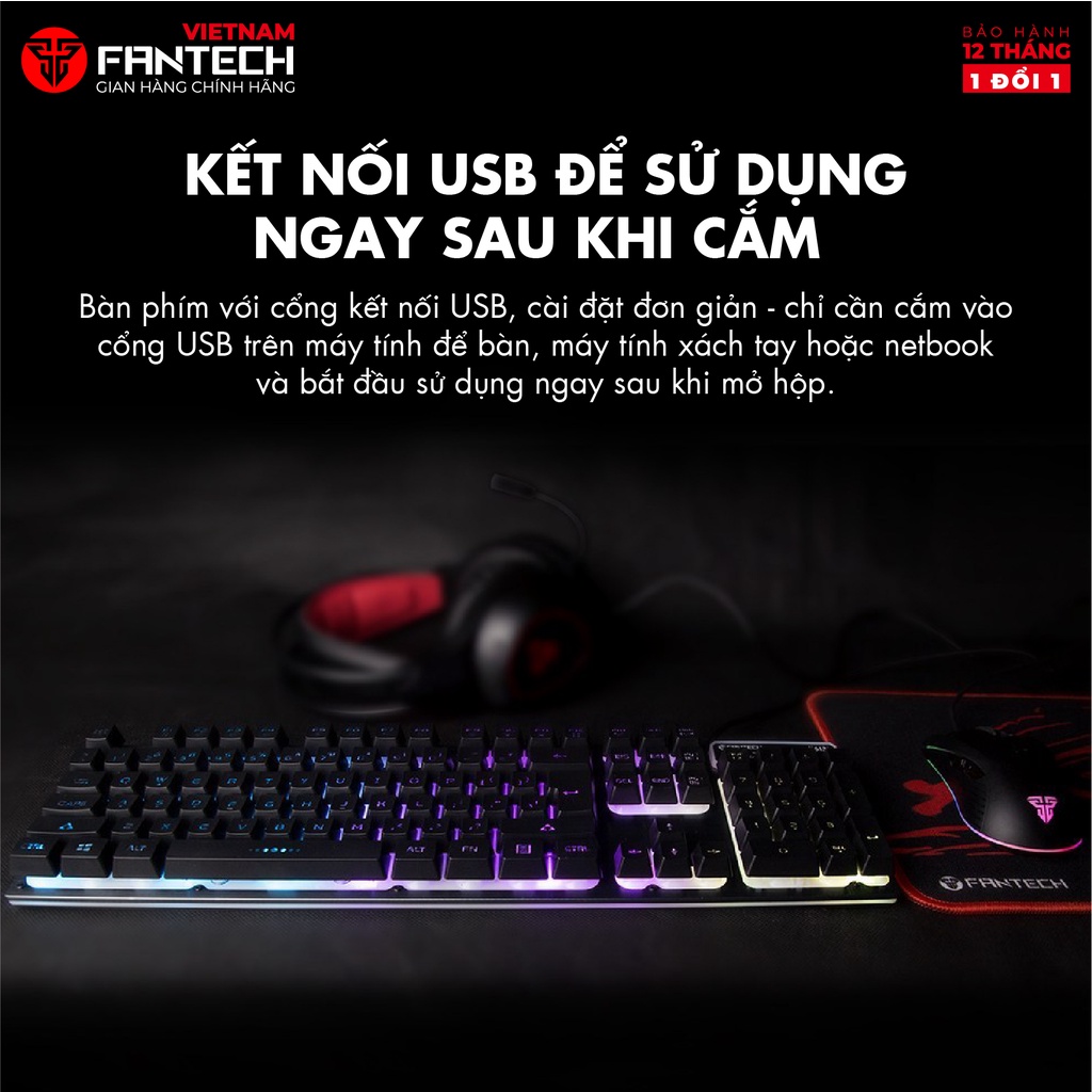 Bàn phím máy tính Gaming FANTECH K613L FIGHTER II 19 Phím Anti Ghosting LED 3 chế độ - Hàng phân phối chính hãng - Bảo h