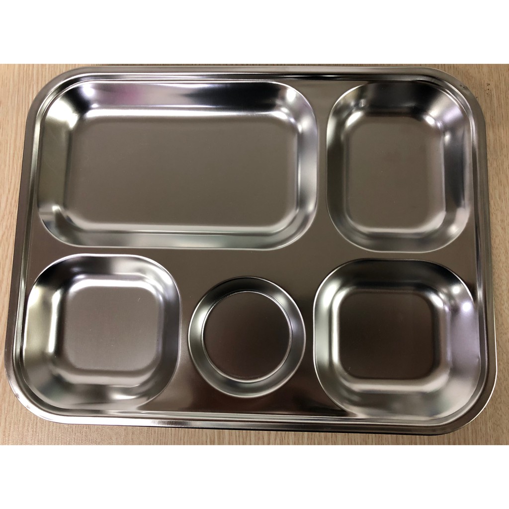 khay cơm inox 5 ngăn, khay chia cơm 5 ô