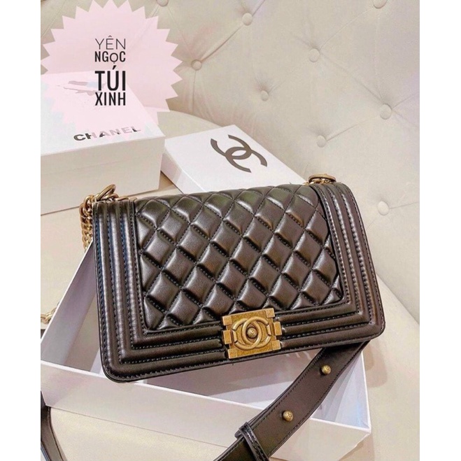 Túi boy chanel đen ❤️FREE SHIP❤️ túi xách nữ quai xích hàng da quảng châu cao cấp , đeo vai đeo chéo