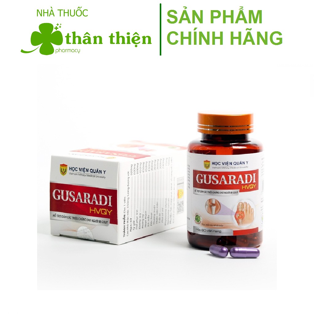 Gusaradi HVQY – Hỗ trợ giảm đau, sưng khớp do gout, giảm acid uric trong máu (60 Viên)