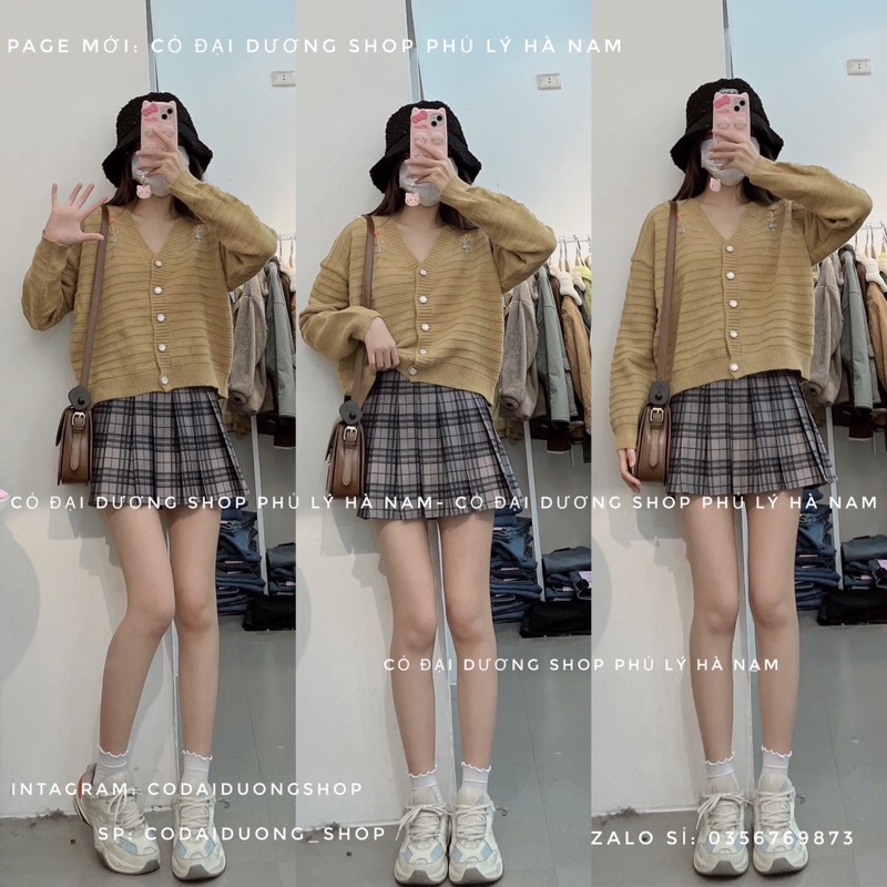 áo cadigan thêu hoa nổi cổ v