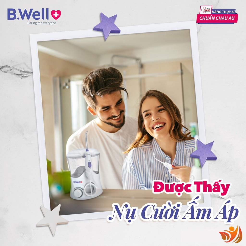 Máy tăm nước gia đình b.well wi 922 combo + 3 đầu tăm, tăm nước vệ sinh răng thụy sĩ cao cấp 7 đầu tăm - bwell y tế 360