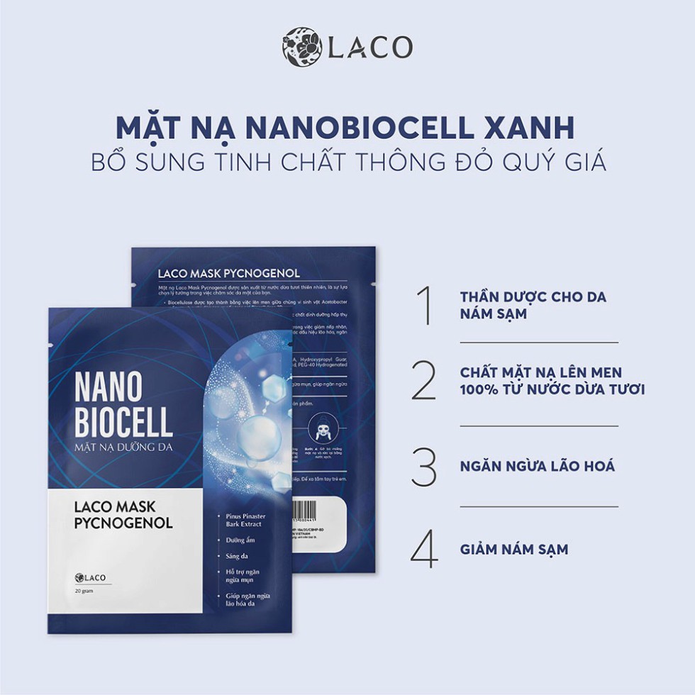 Mặt nạ dưỡng da LACO NANO BIOCELL lên men từ nước dừa tươi nguyên chất cho làn da căng bóng, trắng mịn, hồng hào LITIC