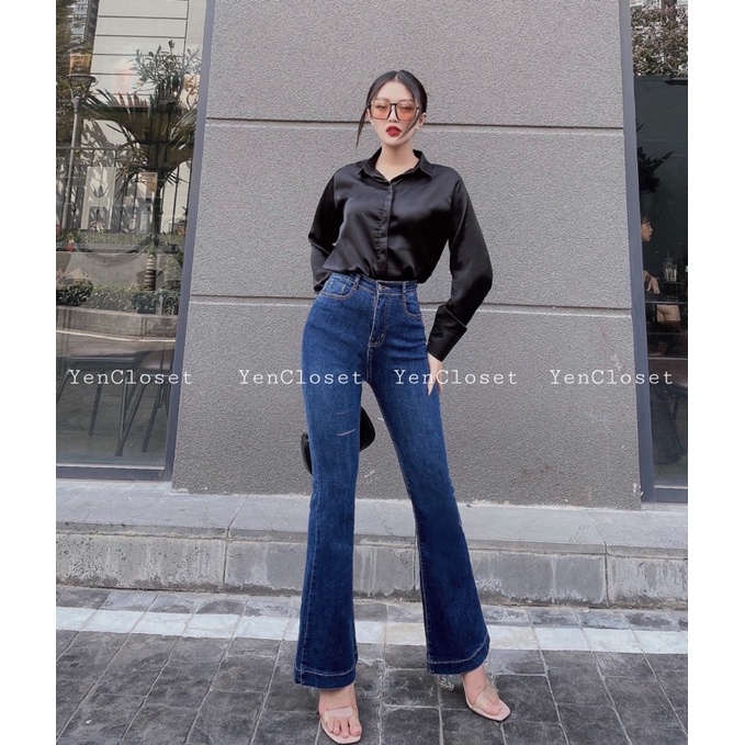 Hình chính chủ kèm feedback của khách - Quần jeans loe hàng thiết kế siêu xịn , co giãn nhiều , tôn dáng