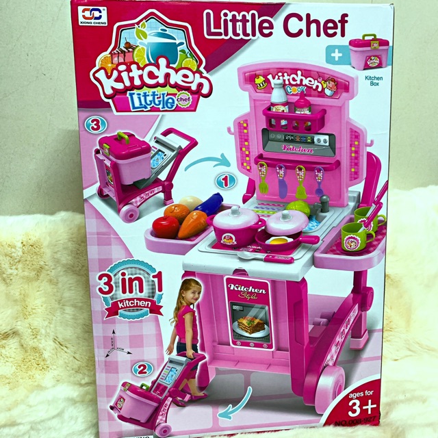 Bộ Đồ Chơi Nấu Ăn Đa Năng 3 in 1 Little Chef 008-927 ( vừa thu gon thành vali kéo vừa là bếp nấu nướng)
