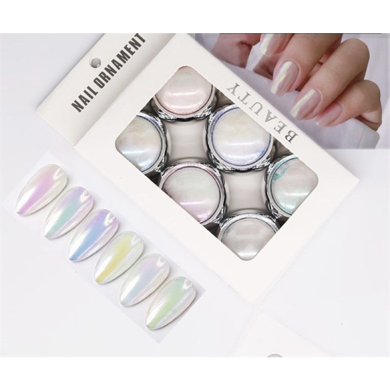 Set 6 nhủ tráng gương ngọc trai óng ánh trang trí móng nhiều màu  - Sushi nail mi