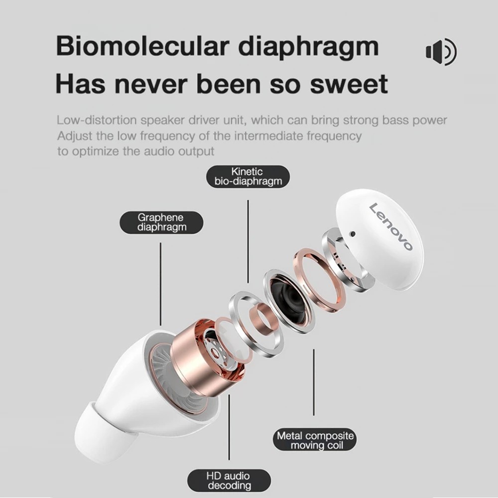 Tai nghe bluetooth không dây Lenovo LP11 chống thấm nước chống ồn thích hợp khi tập thể thao