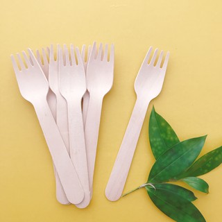 [FREE SHIP 50K] ECO WOODEN – Bộ 100 Dĩa (Nĩa) gỗ 160mm dùng một lần | Thân Thiện Môi Trường
