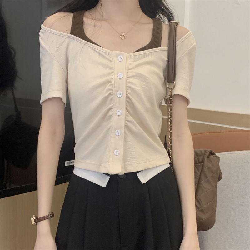 Áo Khoác Cardigan Dệt Kim Một Mảnh Dáng Ngắn Cổ Bẻ Thời Trang Mùa Hè Phong Cách Mới Cho Nữ  tao bao