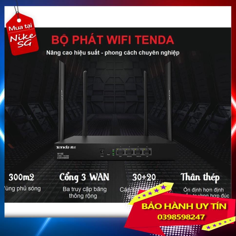 [ HOÀN XU]  Bộ Phát WIFI Tenda W15e Ac1200mps Mạng Doanh Nghiệp 50 User  - bảo hành uy tín - SALE SẬP SÀN