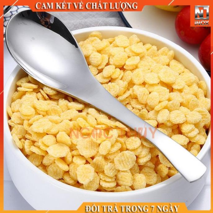 Muỗng inox thìa phở sâu lòng cán dày sáng bóng
