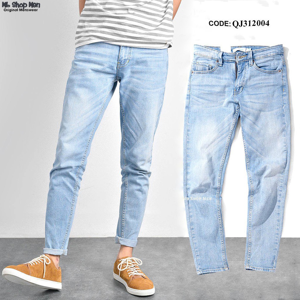 Quần jean nam xanh nhạt cao cấp hàng việt nam xuất khẩu, quần bò nam co giãn giặt không bay màu