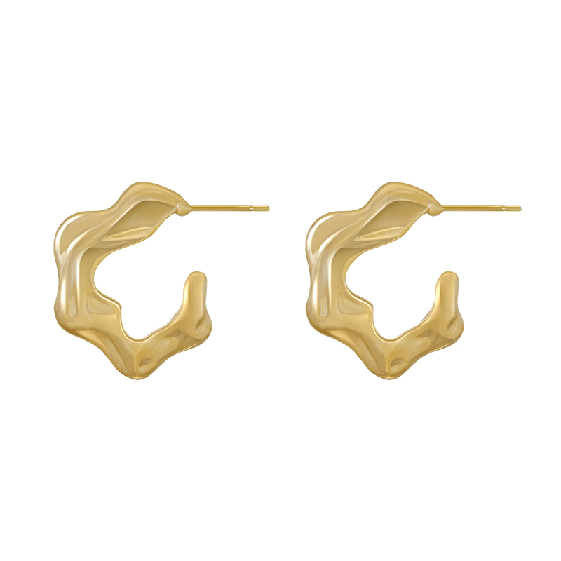 Bông Tai Hình Chữ C Màu Vàng Kim Phong Cách Hàn Quốc Cổ Điển Thời Trang Cho Nữ