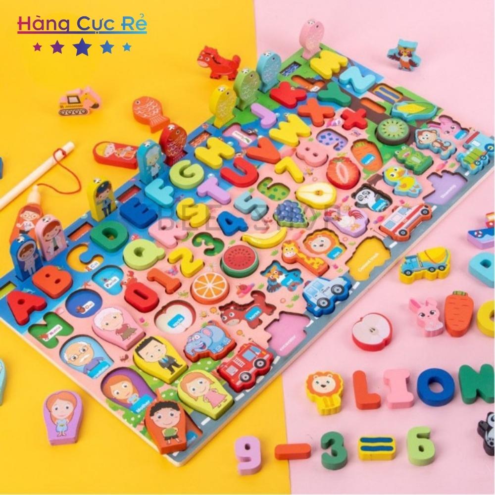 Đồ chơi câu cá gỗ thông minh cho trẻ Montessori, hình con vật, trái cây, xe ôtô - Shop Hàng Cực Rẻ