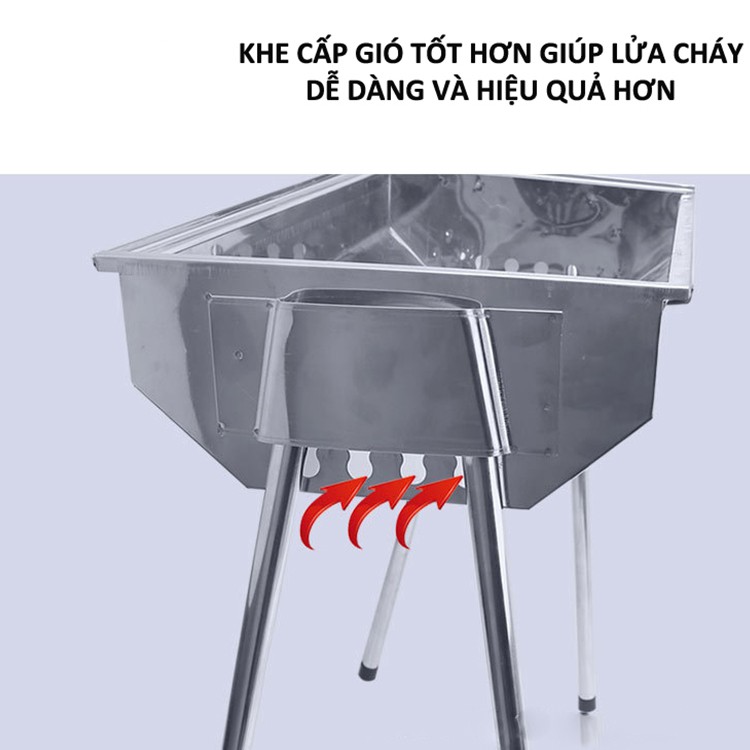 BẾP NƯƠNG THAN HOA INOX CHÂN CAO NGOÀI TRỜI