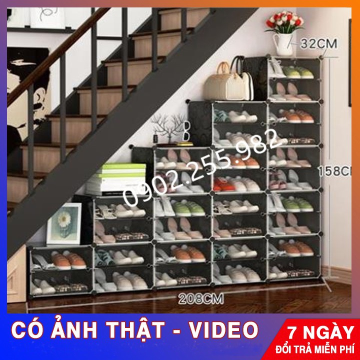 TỦ  30  Ô   BẰNG NHỰA LẮP GHÉP ĐƯỢC GẦM CẦU THANG  ĐA NĂNG  THÔNG MINH CỬA TRẮNG TRONG THÂN ĐEN