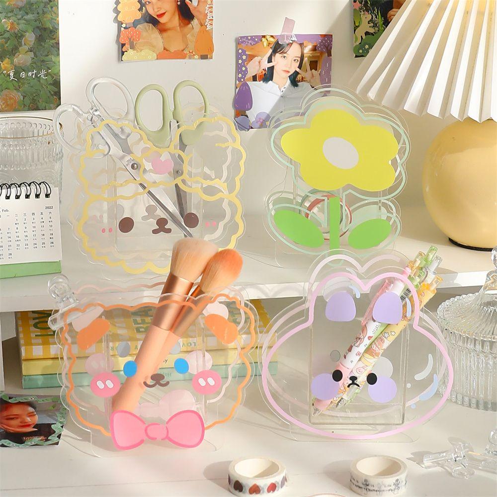 PEWANY Hộp Đựng Bút Bằng Acrylic Trong Suốt Hình Gấu / Thỏ Hoạt Hình Dễ Thương