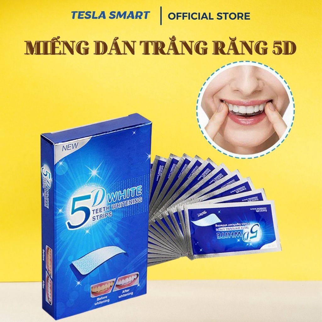 Miếng dán trắng răng 5D White Teeth Whitening Strip - An toàn