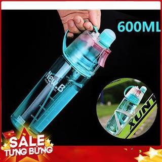 [Giá sỉ HÀNG HÓT] BÌNH NƯỚC THỂ THAO PHUN SƯƠNG 2 IN 1 NewB 600ml có vòi xịt phun nước