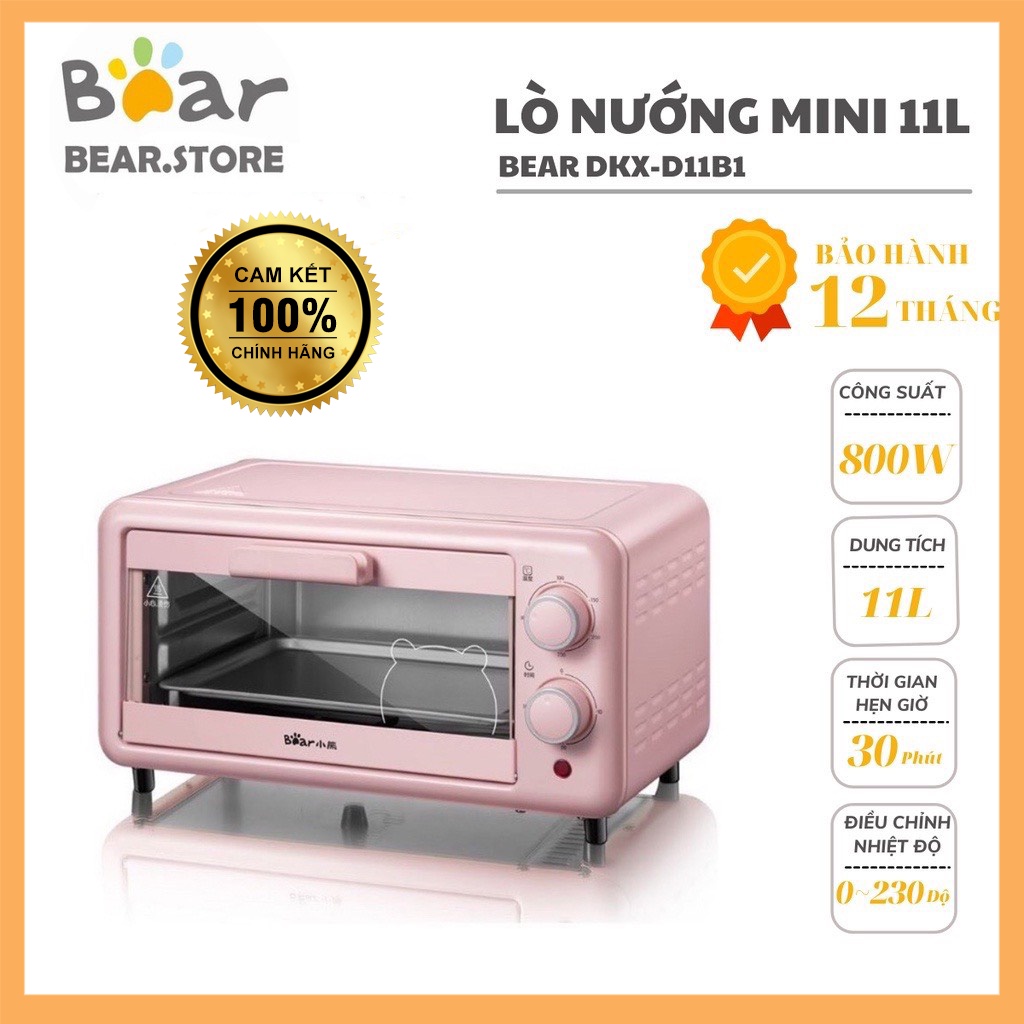 Lò nướng đa năng Bear, lò nướng mini dung tích 10,5 lít, công suất 700W, làm nóng nhanh, nhỏ gọn tiện lợi