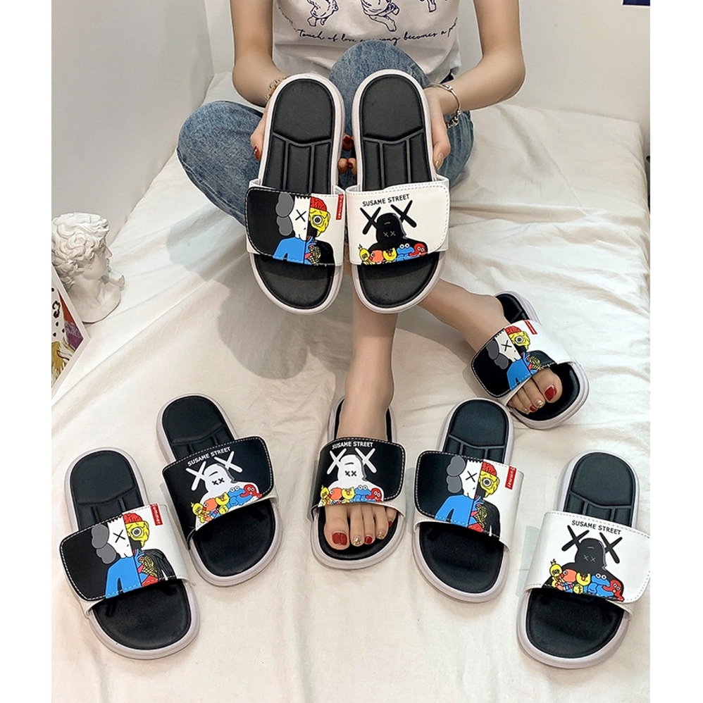 Dép nam nữ Susame Kaws - Dép quai ngang xé dán