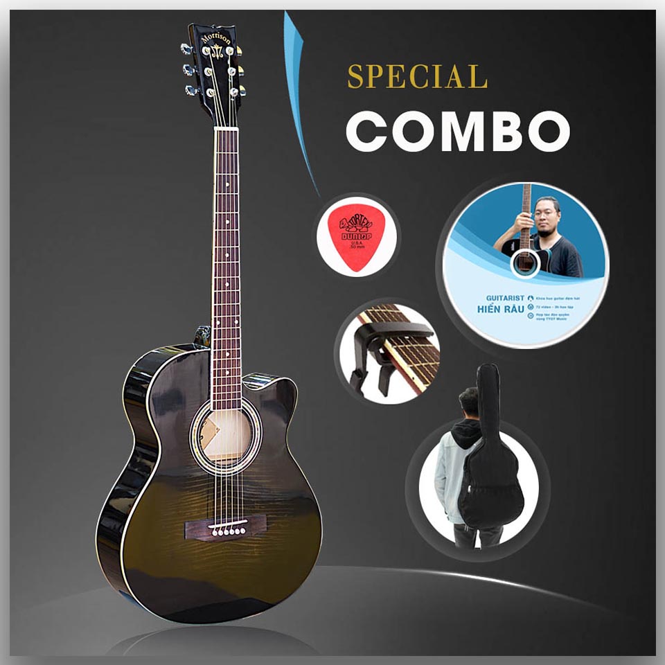 Đàn Guitar Acoustic Morrison MGW 405CBK-G+ Tặng bao mỏng +capo + pic + ty chỉnh cần