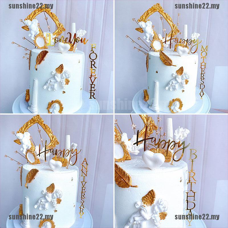 1 Cây Cắm Trang Trí Bánh Kem Hình Chữ Happy Birthday Bằng Acrylic 1 Cái