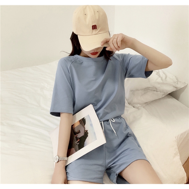 Set Đồ Thể Thao Ngắn Tay Form Rộng Phong Cách Hàn Quốc