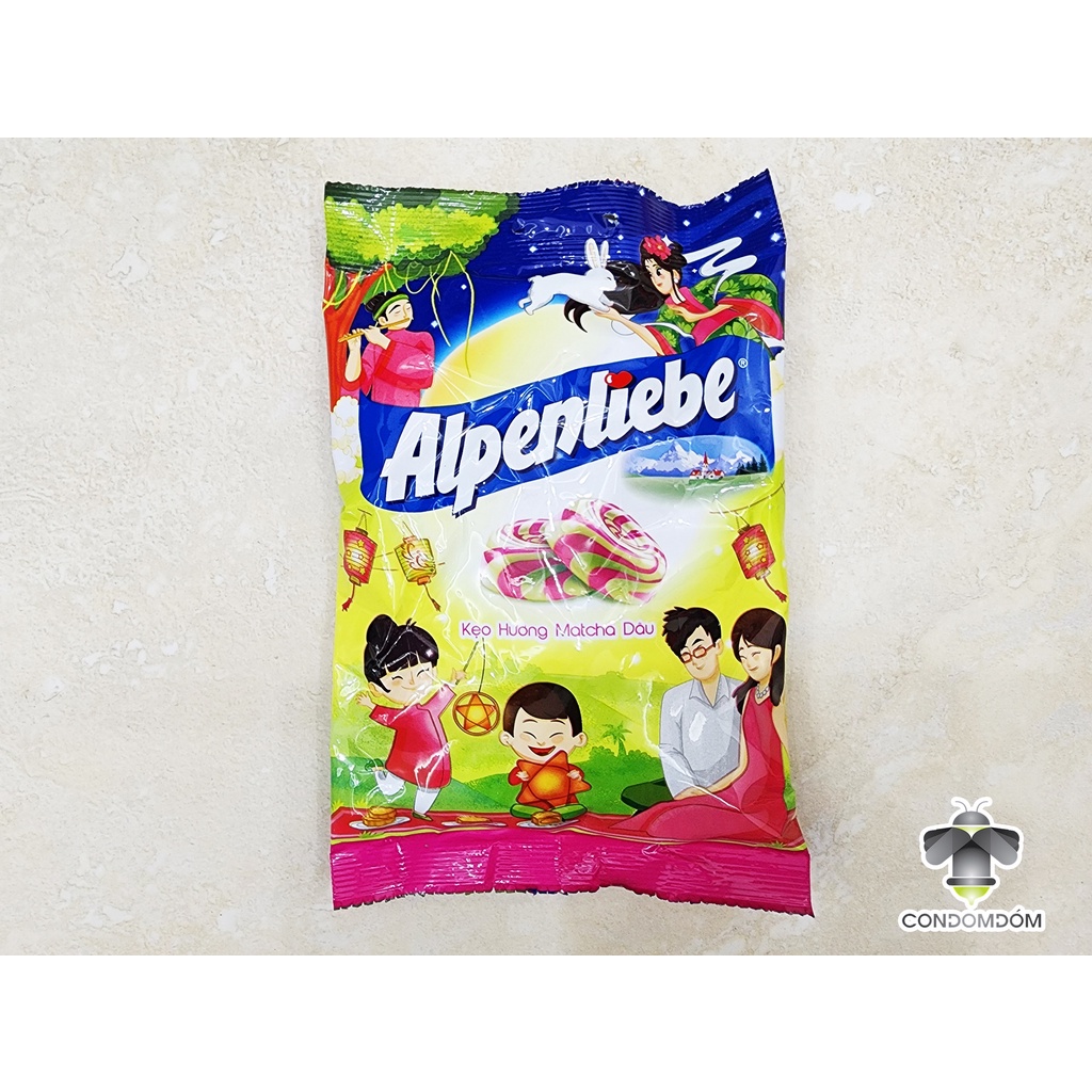 Kẹo Alpenliebe hương matcha dâu kẹo cứng trà xanh dâu gói 119gr