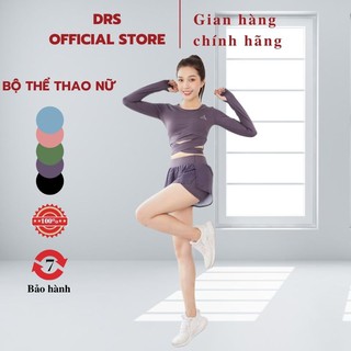 Bộ thể thao nữ DRNCB83, đồ bộ tập gym nữ với áo croptop thiết kế và quần 2 lớp năng động DRS