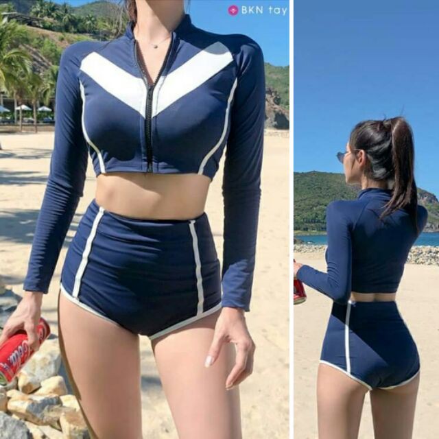 Bikini dài tay kẻ viền HOT TREND quần cạp cao gen bụng mã 923 - Hàng xịn, giá tốt | WebRaoVat - webraovat.net.vn