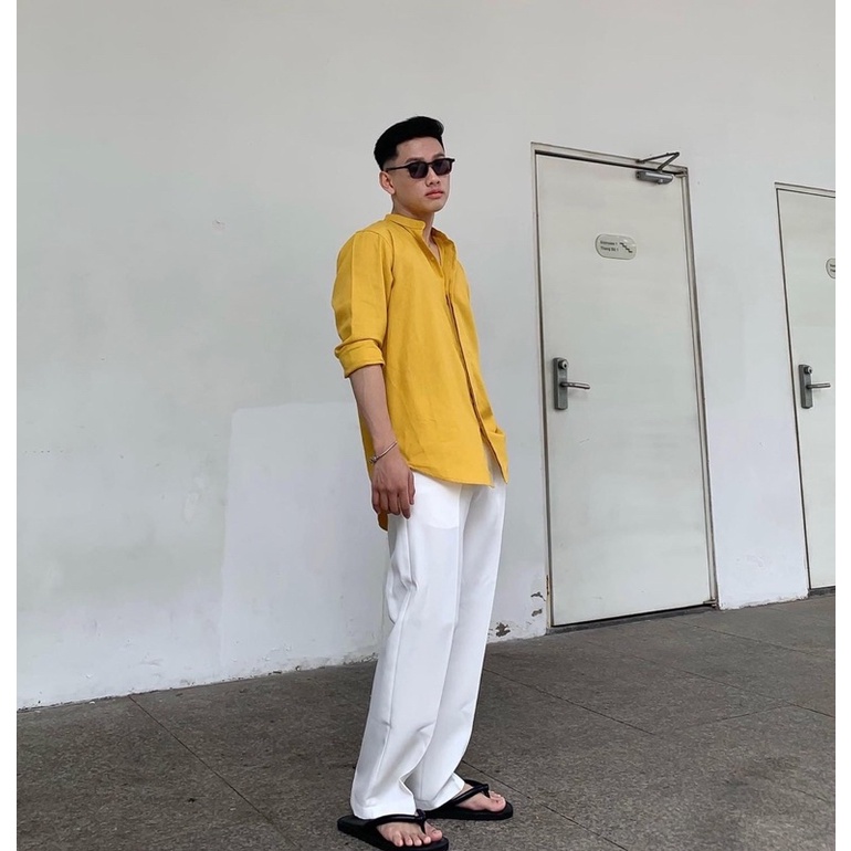 ÁO SƠ MI TAY DÀI LINEN CỔ TRỤ