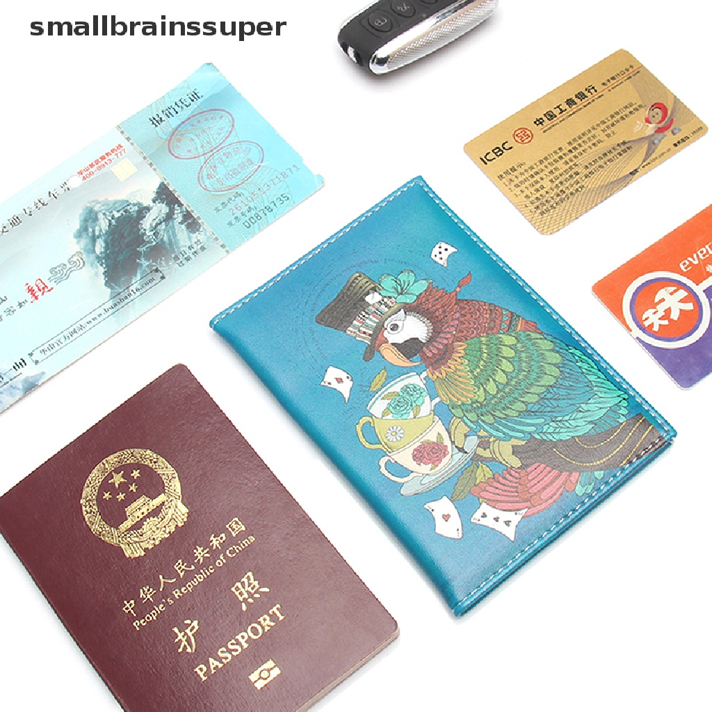 Smallbrainssuper Cartoon Animal Cat Travel Passport Cover Women Men Credit Card Holder Sleeve SBS