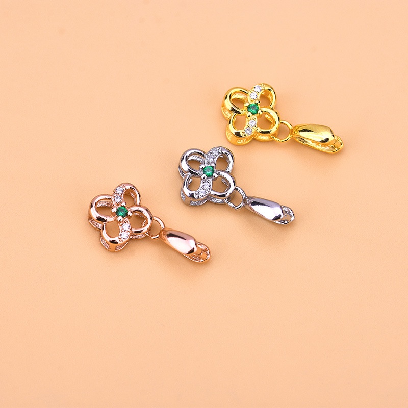 █diy゜ S925 Bạc●Mặt Dây Chuyền Bạc S925 Có Khóa Kẹp Đính Đá Zircon diy