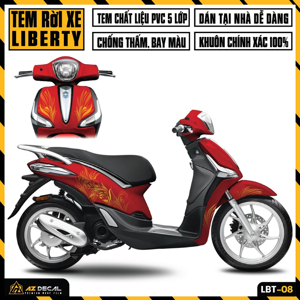 Tem Liberty Thiết Kế Nhẹ Nhàng | LBT-08 | Decal Dán Xe Máy Liberty 125 Chống Nước Dễ Dán Tại Nhà