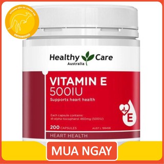 Vitamin e 500ui healthycare của úc, lọ 200 viên, mẫu mới