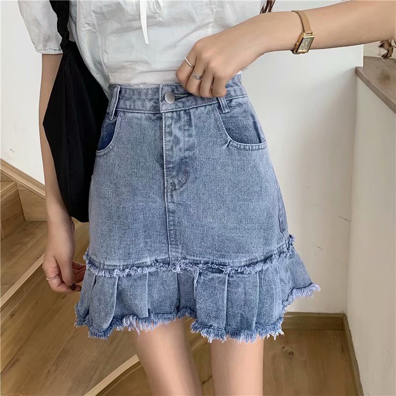 Chân Váy Denim Chữ A Lưng Cao Size Lớn 5xl