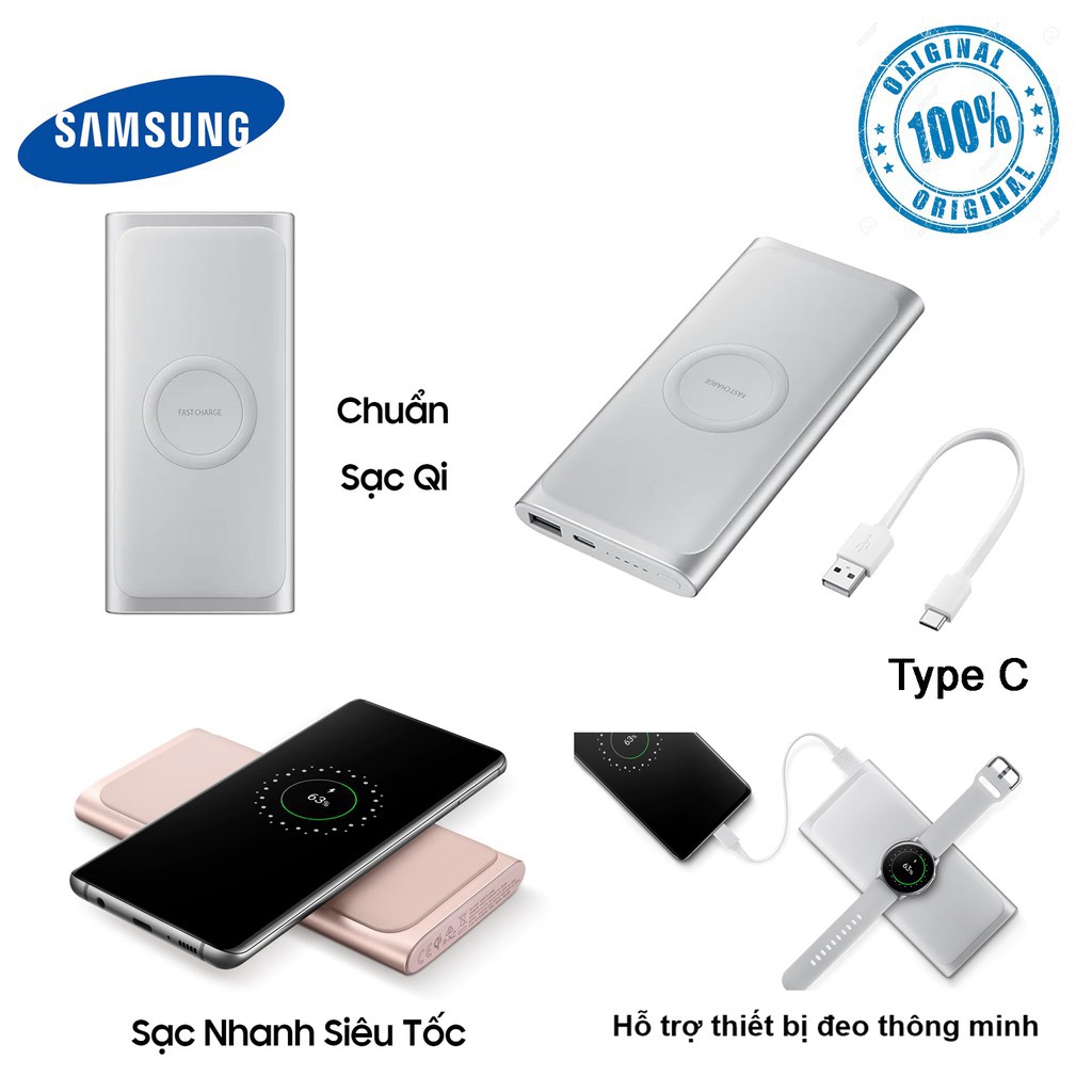 Sạc Dự Phòng kiêm sạc Không Dây Samsung EB-U1200 - 10,000mAh - Hàng Chính Hãng