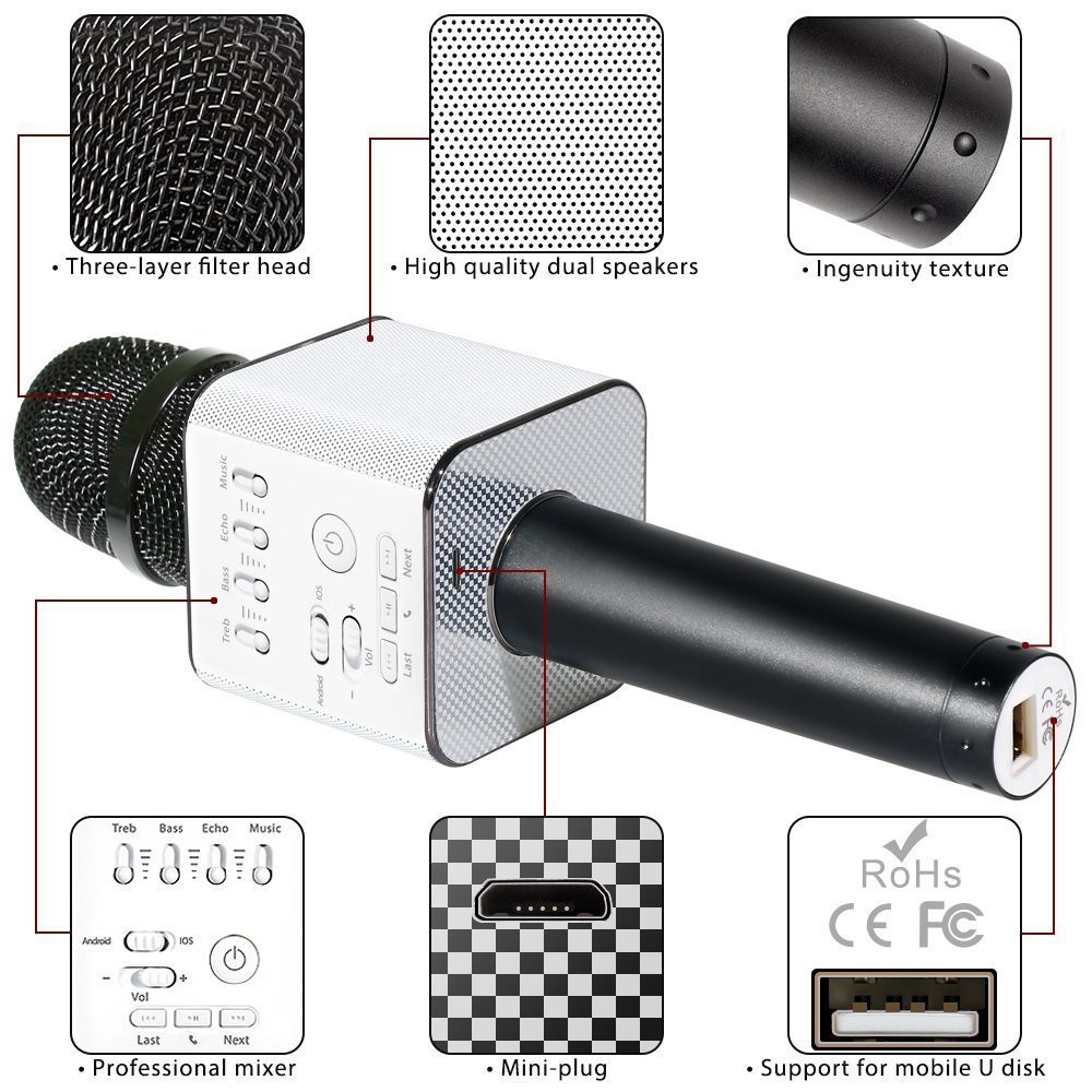 Q9 Portable Handheld Bluetooth Karaoke KTV Microphone