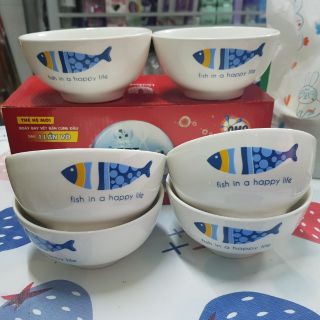 BỘ 6 CHÉN SỨ hình cá hàng quà tặng OMO