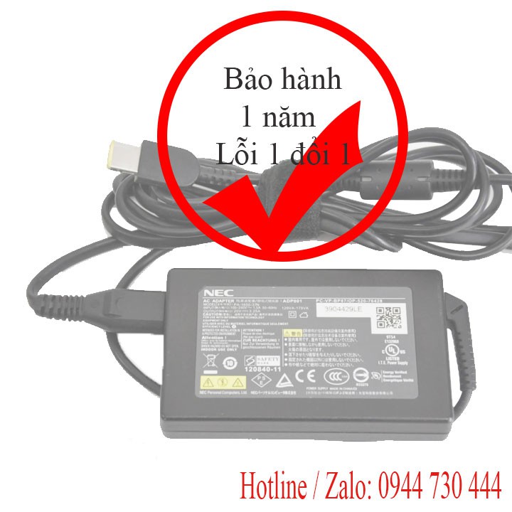 Sạc laptop Nec 20v 3.25a 65w bảo hành 1 năm