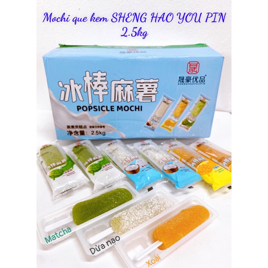 Combo 500g Bánh mochi dài / Mochi que kem vị Macha/ soài/ dừa món ăn vặt tốt cho sức khỏe