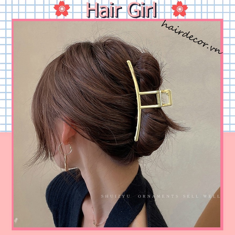 Kẹp Tóc Kim Loại Màu Vàng Đồng Phong Cách Đơn Giản Cá Tính Kiểu Hàn Quốc