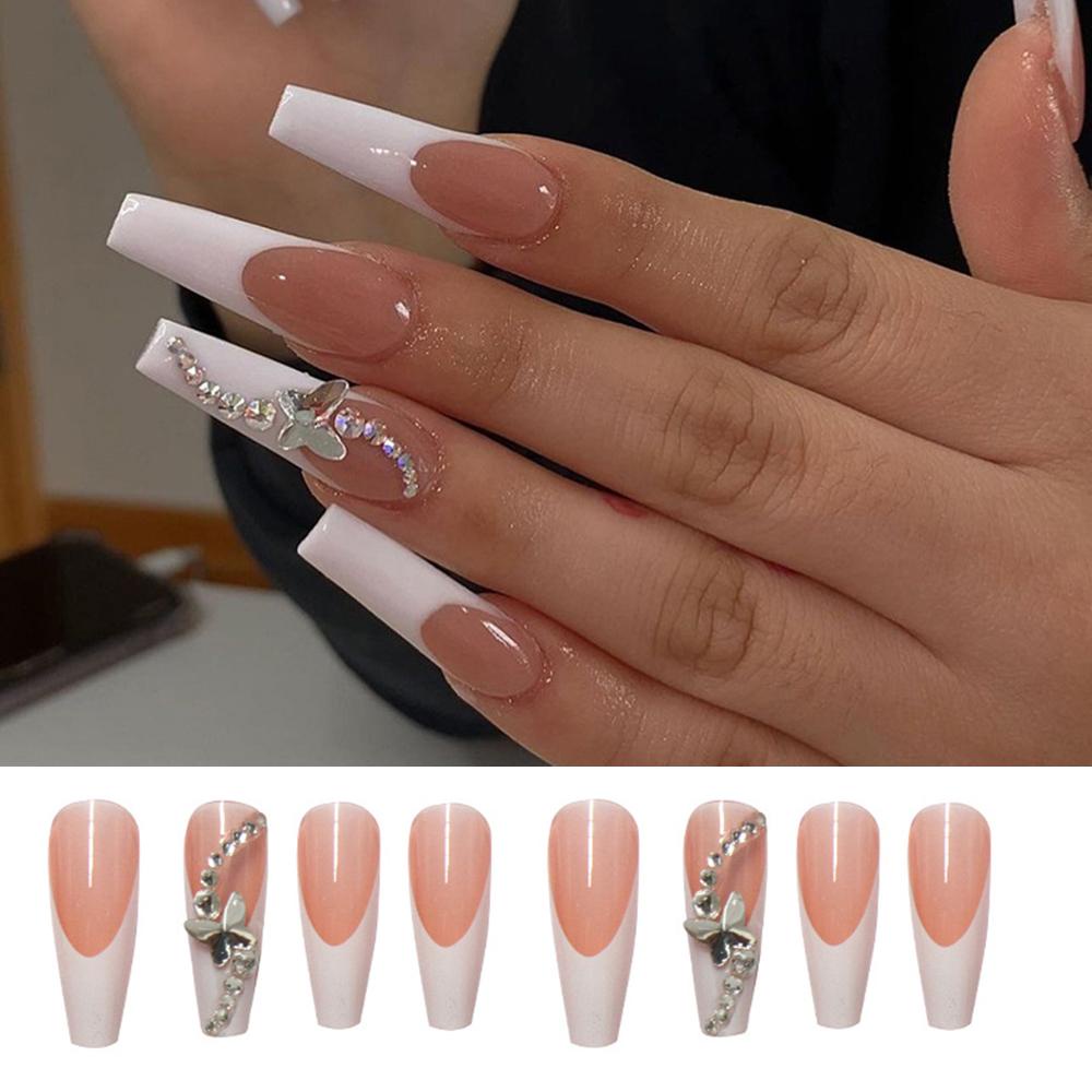 LAY Hộp 24 Móng Tay Giả Múa Ba Lê Che Phủ Toàn Diện Tháo Rời Được