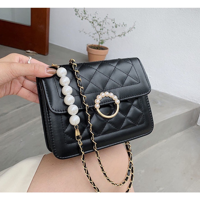 Túi xách đeo chéo nữ thời trang cao cấp trần trám khóa ngọc tròn Giatot68 637