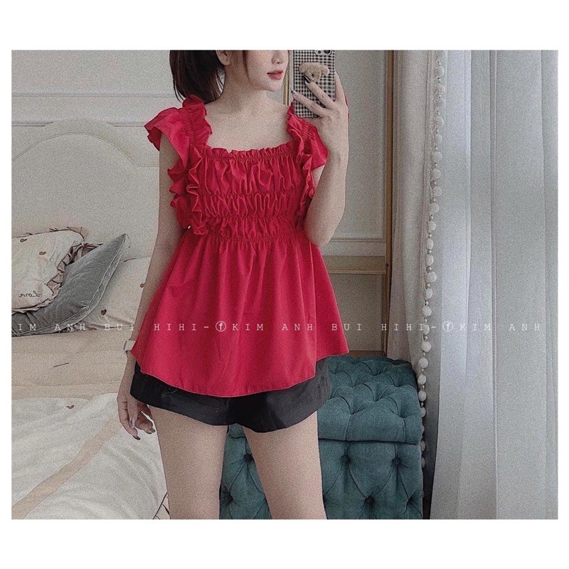 [Mã WASTCOOL giảm 15% tối đa 50K đơn 99K] BÁN SỈ SÉT ÁO CHUN NGỰC TAY BÈO MÀU HỒNG QUẦN SOOC CHO NỮ